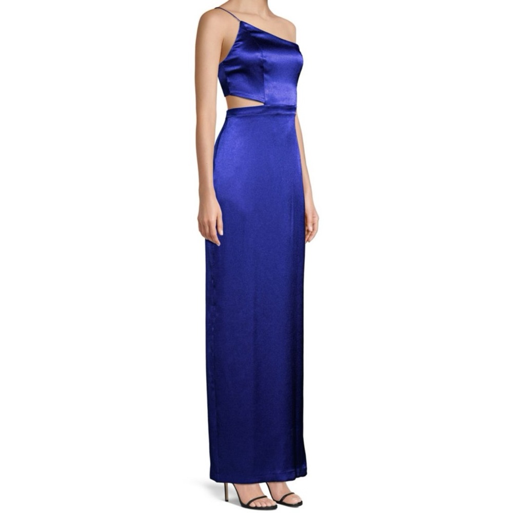 Aidan by Aidan Mattox Blue Satin One-Shoulder Gown NWT